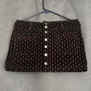 We The Free Black and Red Button-Up Pencil Skirt